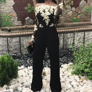 Gold lace top jumpsuit
